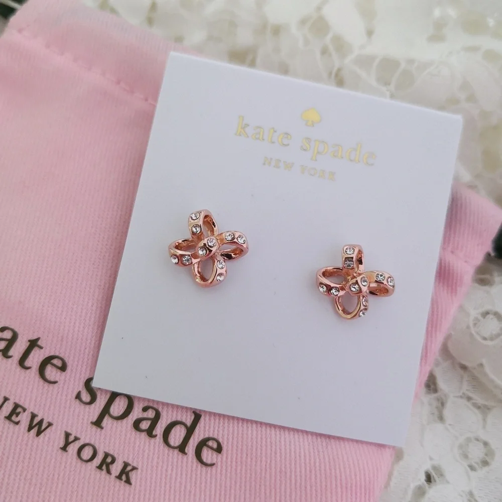 New Kate Spade Its a Tie Earrings Stud Rose Gold O0RU2405